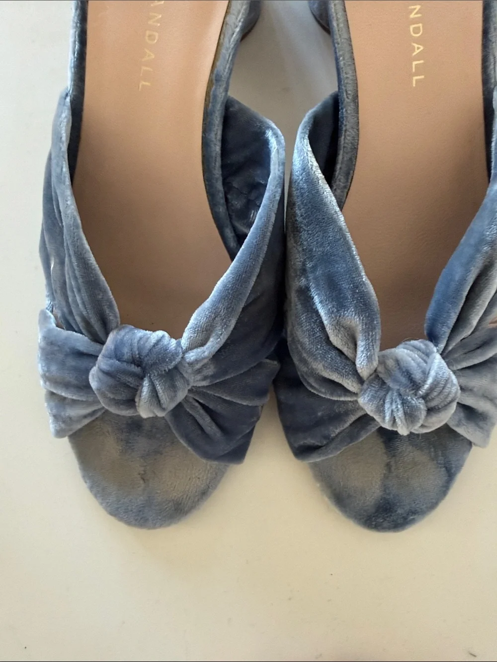 Loeffler Randall Blue Velvet Knot Mule Heels - Picture 8 of 8
